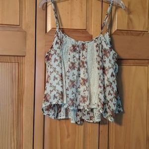 Floral and leave crop top